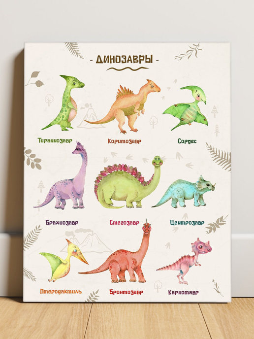 Картина на холсте «Динозавры», 30x40 см